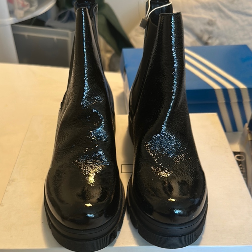 Black Patent Leather Women's Boots